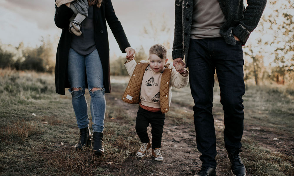 family walking